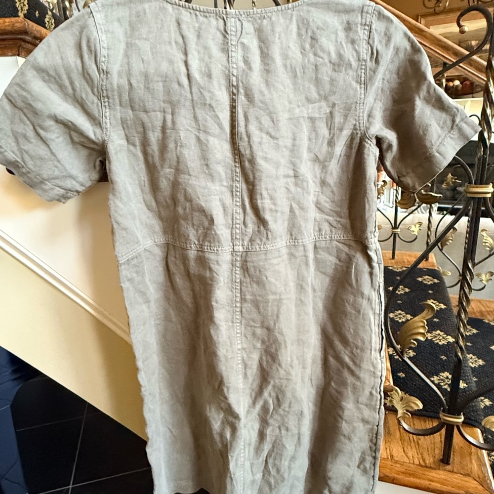 J. Jill Dyed Linen Dress. XSP. Beautiful Olive. Soft 100% Linen - Picture 7 of 9